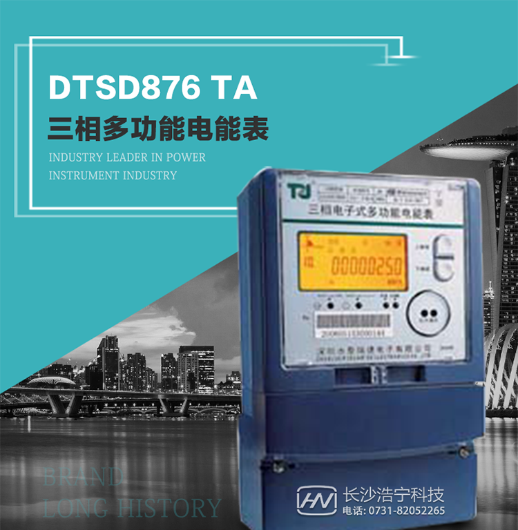 產品型號：DTSD876 TA型三相多功能電能表
精度等級：有功0.5S級 1級；無功2級&nbsp;
額定電壓： 3×100V 3×57.7/100V 3×220/380V&nbsp;
額定電流： 1(2)A～30(100)A&nbsp;
頻 率： -40℃～+70℃&nbsp;
工作溫度：≤0.5S&nbsp;
顯示方式： ≥1000mAh&nbsp;
整機功耗： ≥10年&nbsp;
重量： 約2.4kg&nbsp;
外形尺寸： 293mm×175mm×80mm
